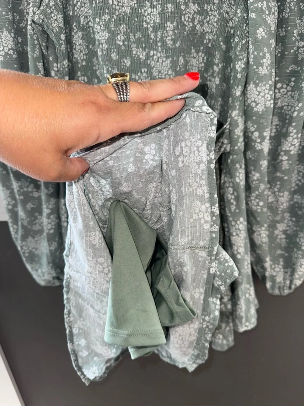 Altar'd State Sage Green Floral Romper